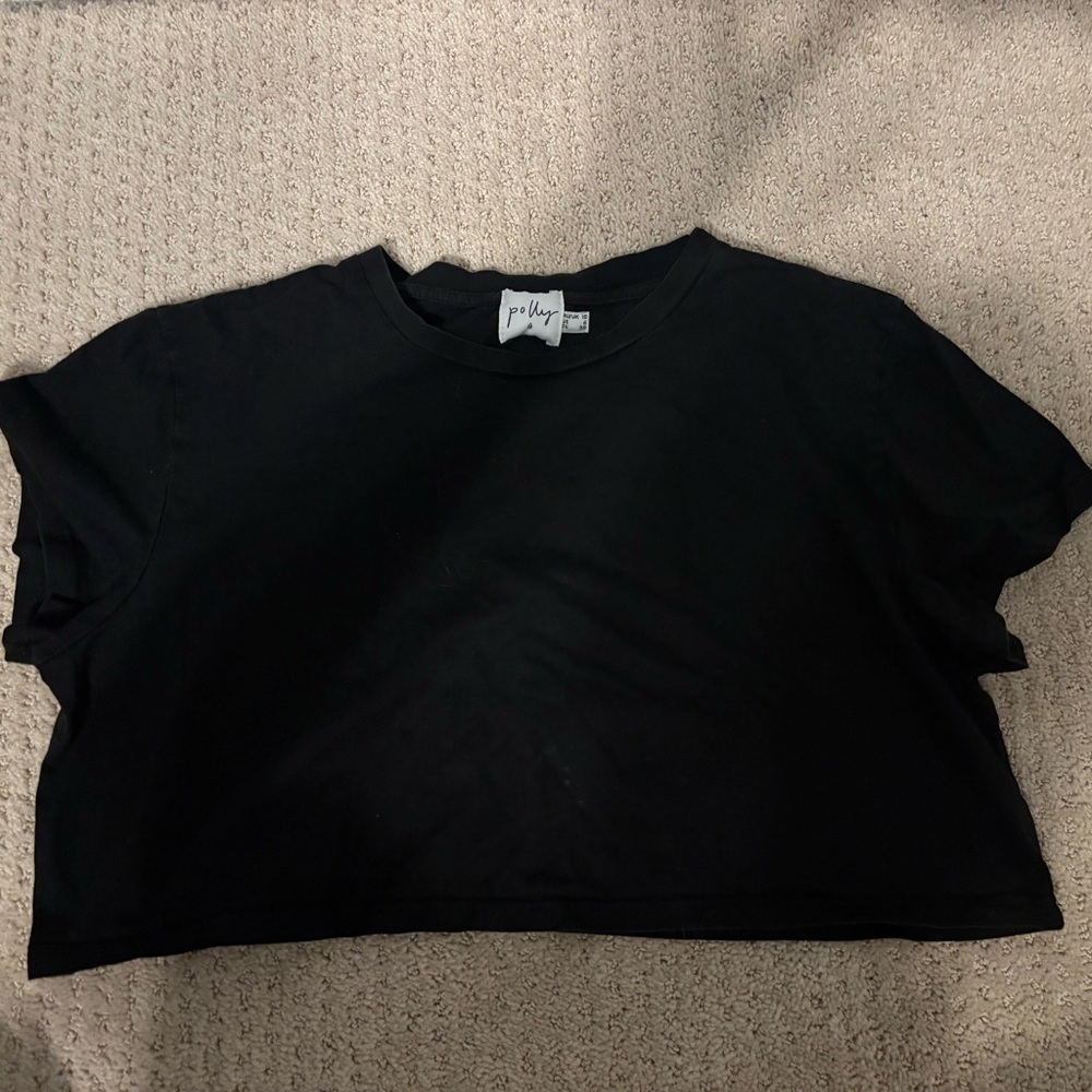Princess Polly Black Cropped T Shirt Black